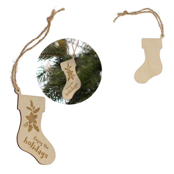 Strumpfförmiges Weihnachtsornament aus Holz