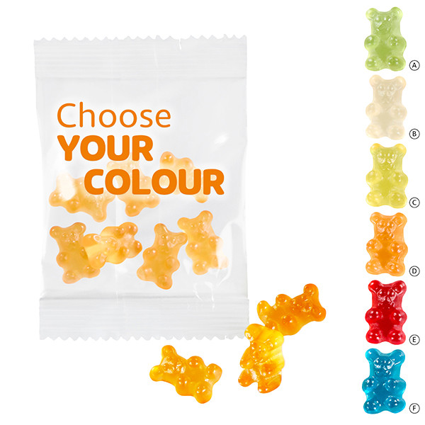 Unifarbene Premium-Bärchen 10 g, kompostierbare Tütchen,